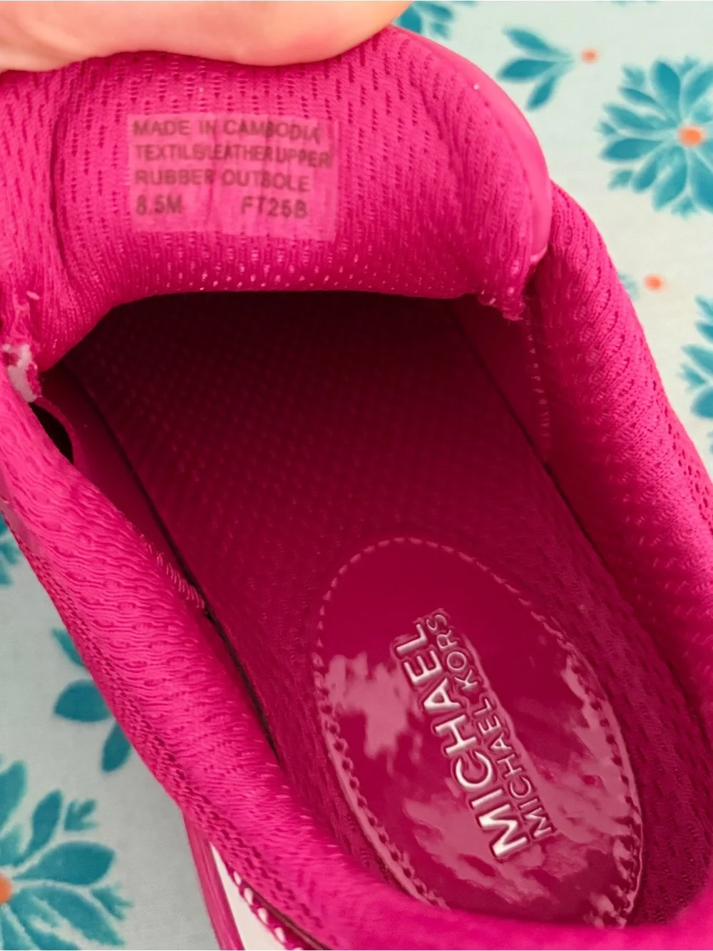 Michael Kors Girls' Bright Fuchsia Sneakers with White Accents
